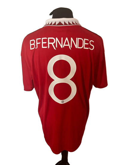 Manchester United 2022-23 home football shirt, red, Extra Large, XL, Adidas, Bruno Fernandes, back