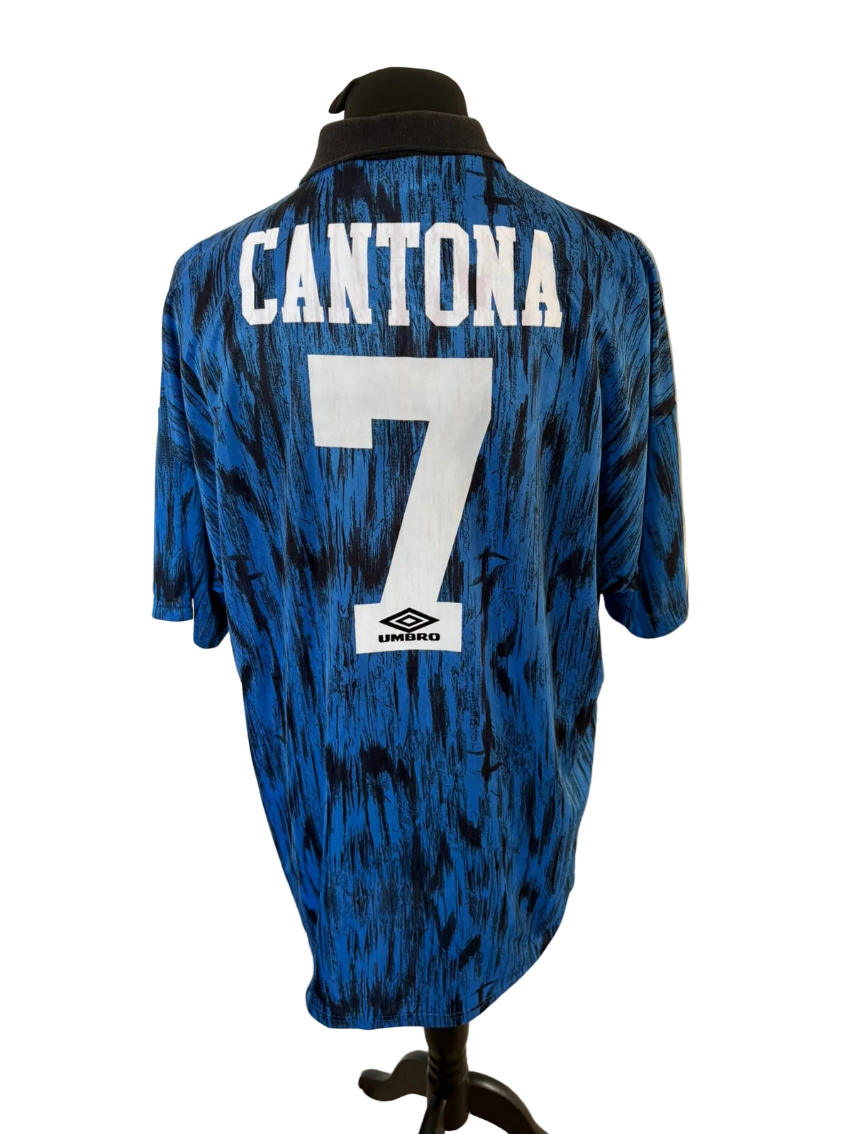 Manchester United 1992-93 away football shirt, blue, 2XL, XXL, Umbro, Eric Cantona, back