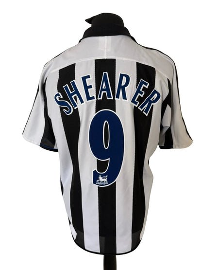 Newcastle 2003-05 home football shirt, black and white, medium, Adidas, Alan Shearer, back
