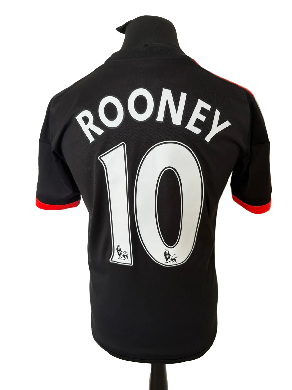 Manchester United 2015-16 third football shirt, black, small, Adidas, Wayne Rooney, back