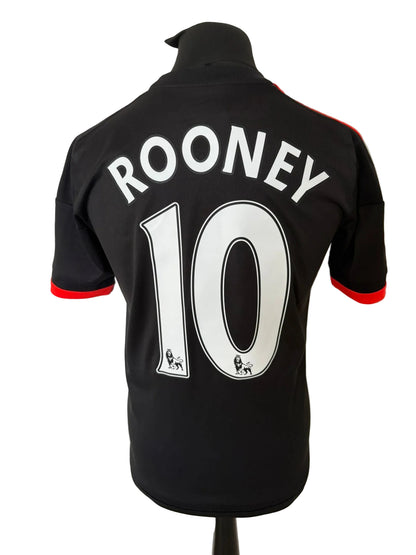 Manchester United 2015-16 third football shirt, black, small, Adidas, Wayne Rooney, back