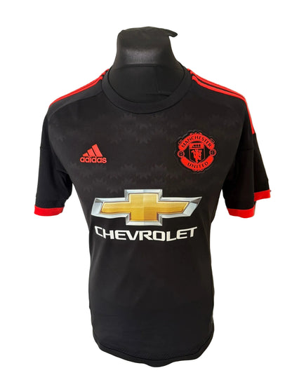 Manchester United 2015-16 third football shirt, black, small, Adidas, Wayne Rooney, front