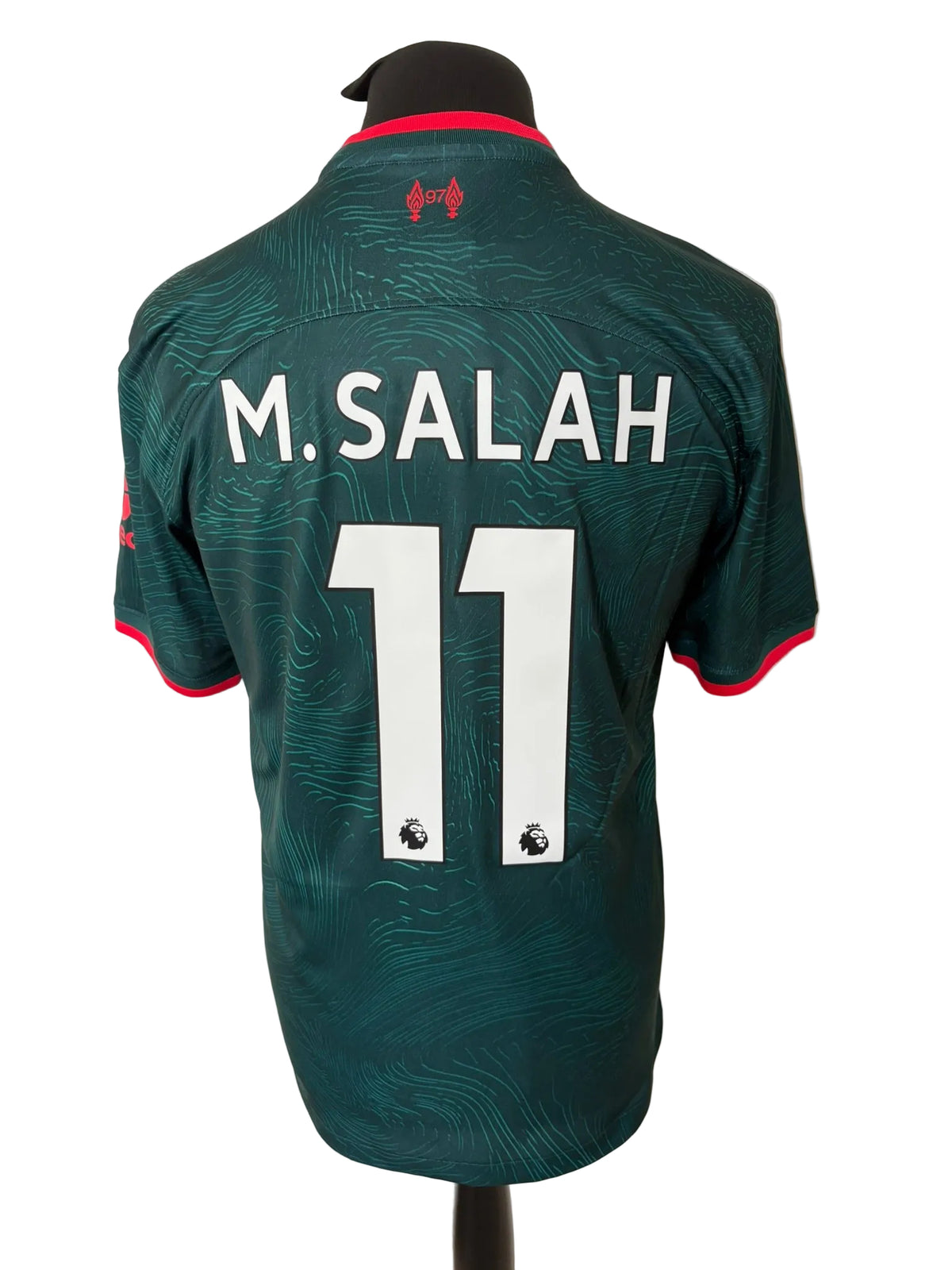 Liverpool 2022-23 third football shirt, green, medium, Nike, Mohamed Salah, back