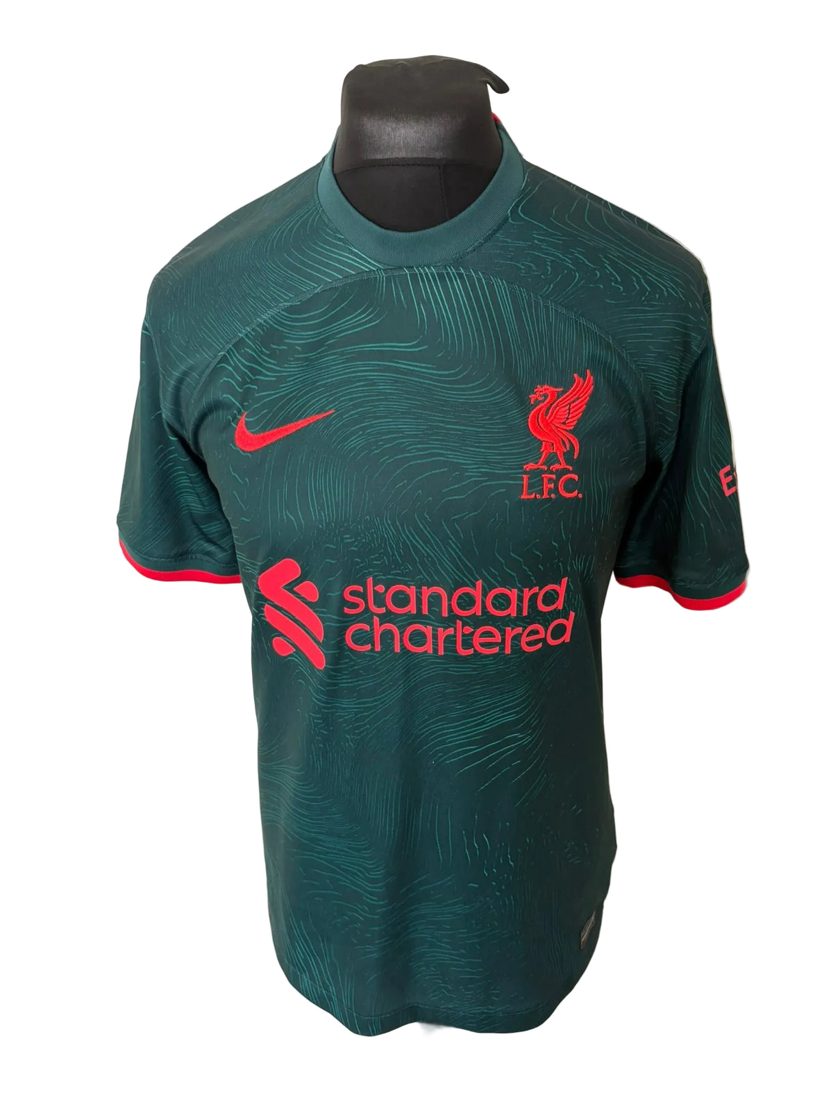 Liverpool 2022-23 third football shirt, green, medium, Nike, Mohamed Salah, front