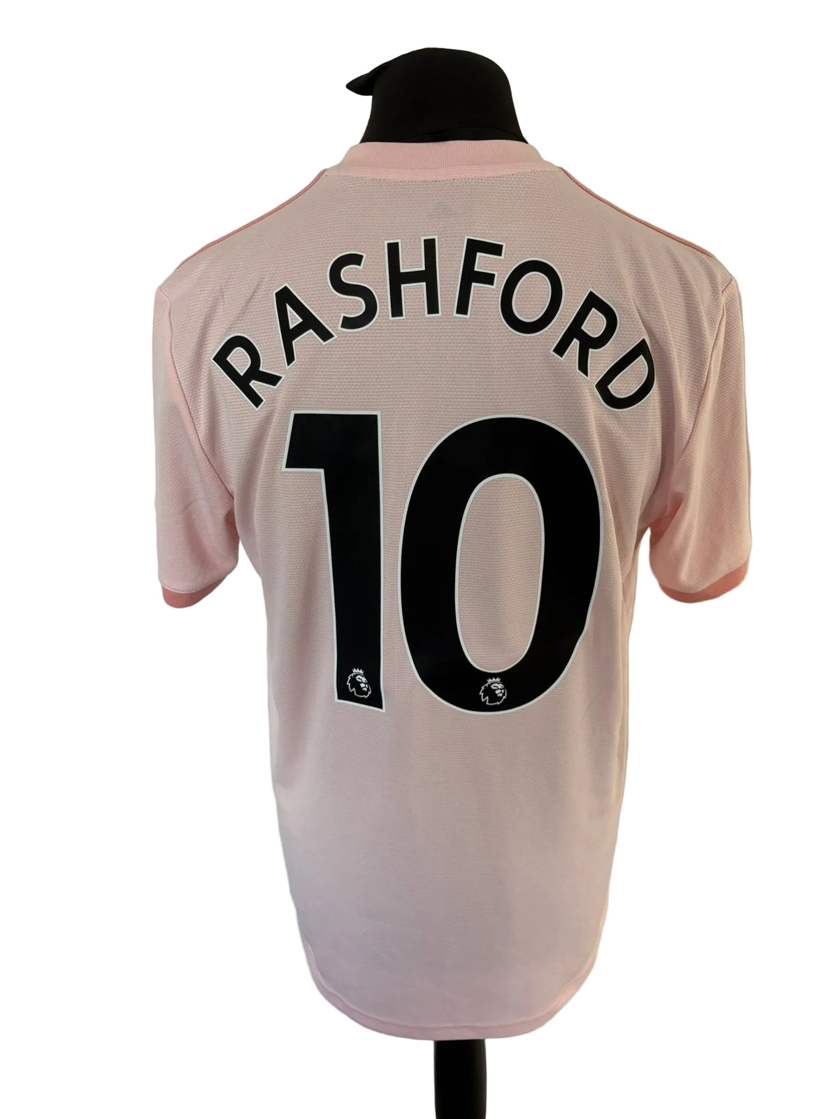 Manchester United 2018-19 away football shirt, pink, Large, Adidas, Marcus Rashford, back