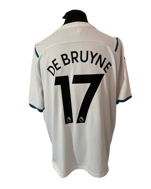 Manchester City 2021-22 away football shirt, white, 2XL, XXL, Puma, Kevin De Bruyne, back